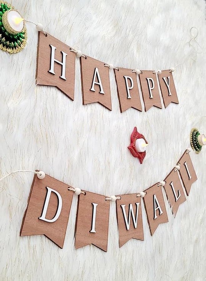 Curious Button Wooden Happy Diwali Banner | Reusable MDF Festive Decoration for Home, Office & Parties | Elegant Hanging Garland for Diwali Festival, Pooja, Backdrop & Wall Décor - Image 2